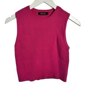Olivacious Top Women M Pink Ribbed Knit Crop Tank Sweater Bratz Y2K Preppy